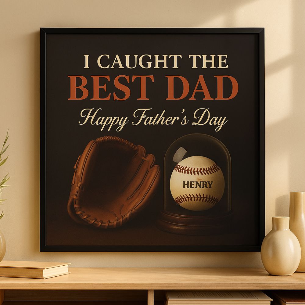 We Caught the Best Dad - Personalized Premium Satin Square Poster