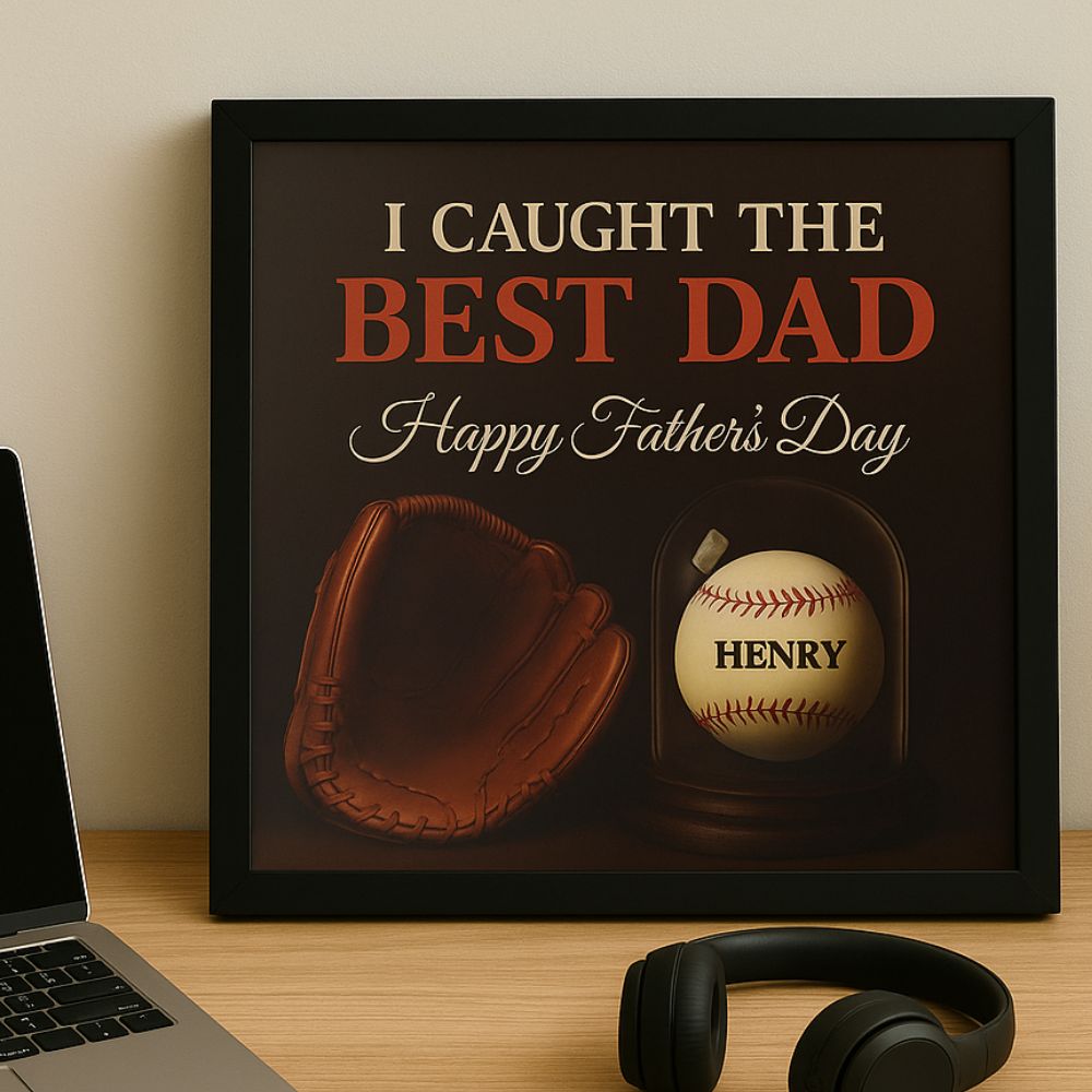 We Caught the Best Dad - Personalized Premium Satin Square Poster