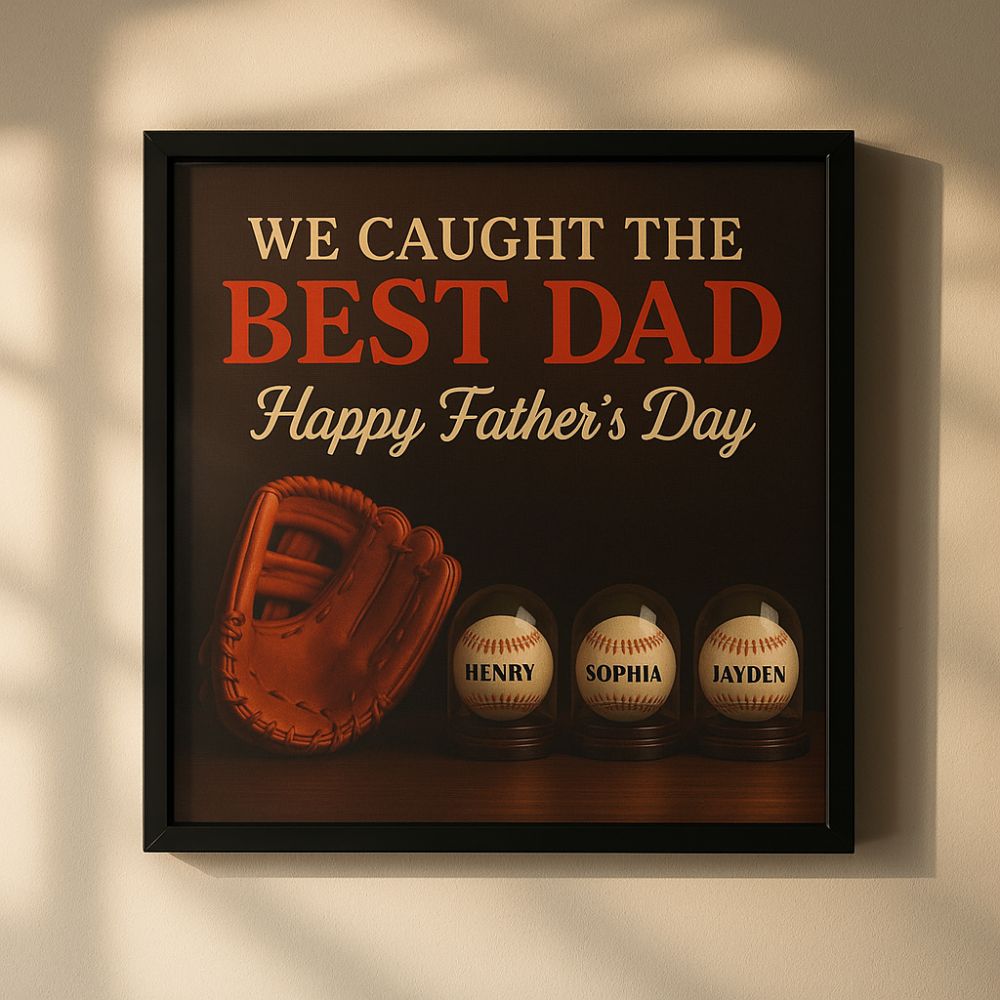 We Caught the Best Dad - Personalized Premium Satin Square Poster