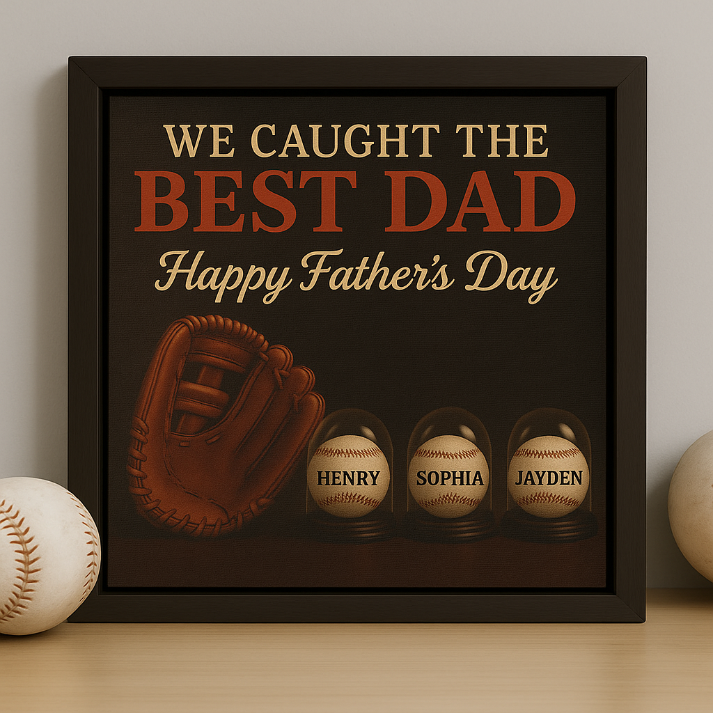 We Caught the Best Dad - Personalized Premium Satin Square Poster