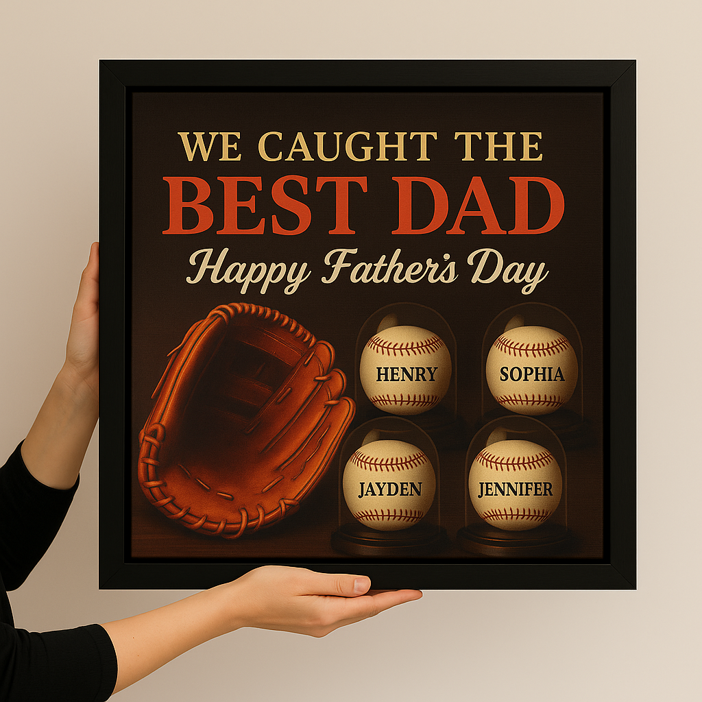 We Caught the Best Dad - Personalized Premium Satin Square Poster