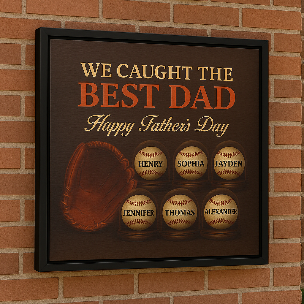 We Caught the Best Dad - Personalized Premium Satin Square Poster