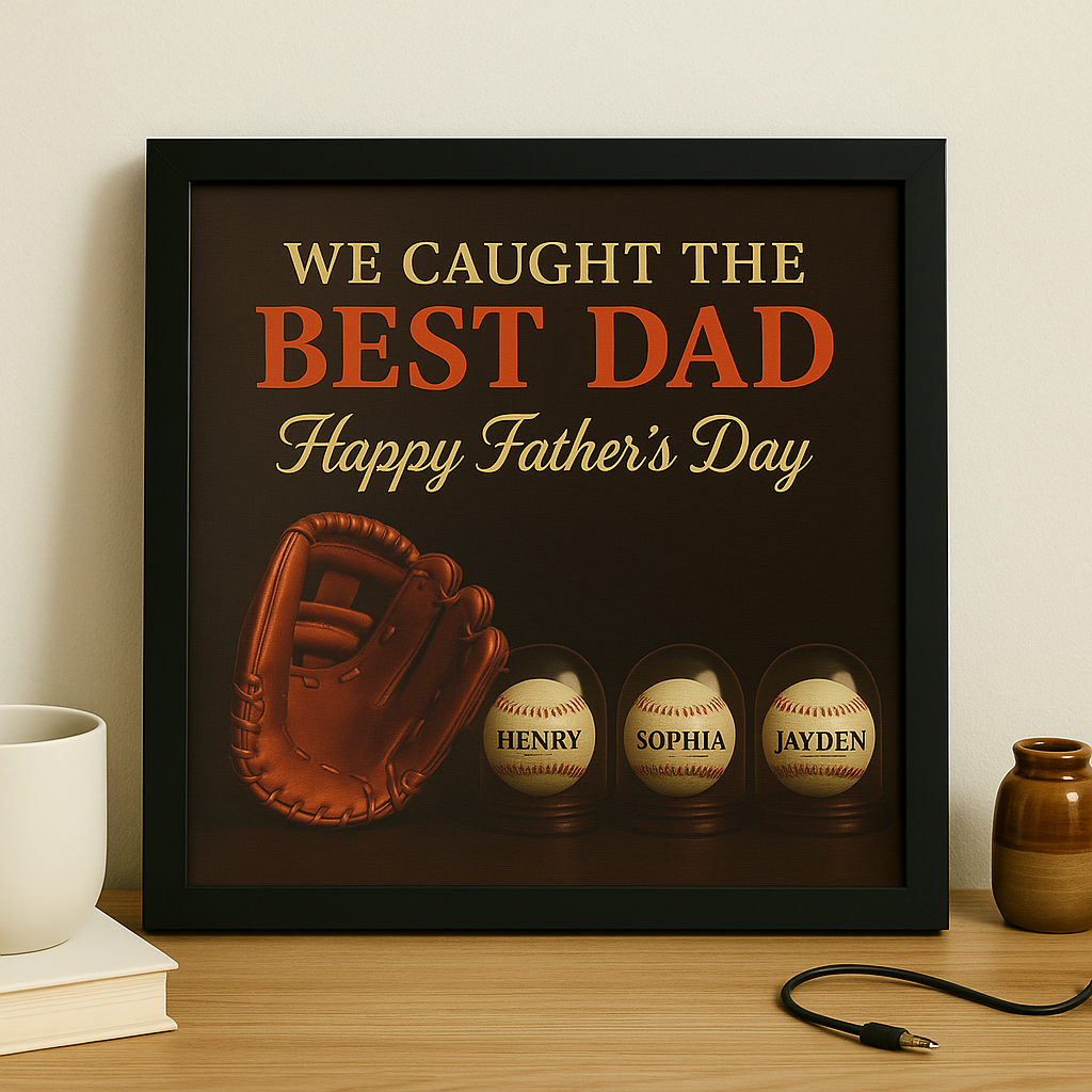 We Caught the Best Dad - Personalized Premium Satin Square Poster