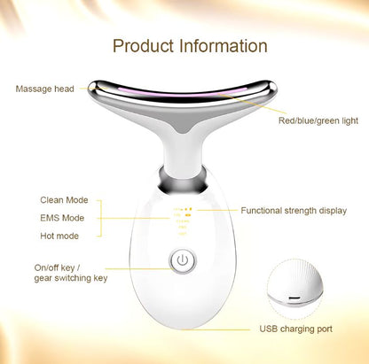 3 Colors LED EMS Neck Face Lifting Massager