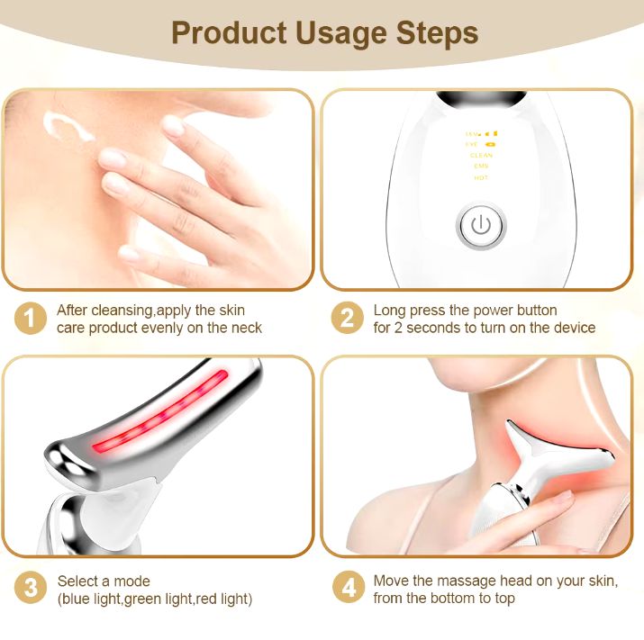 3 Colors LED EMS Neck Face Lifting Massager