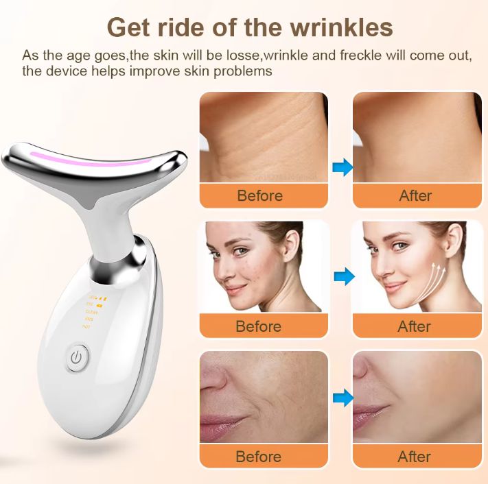 3 Colors LED EMS Neck Face Lifting Massager